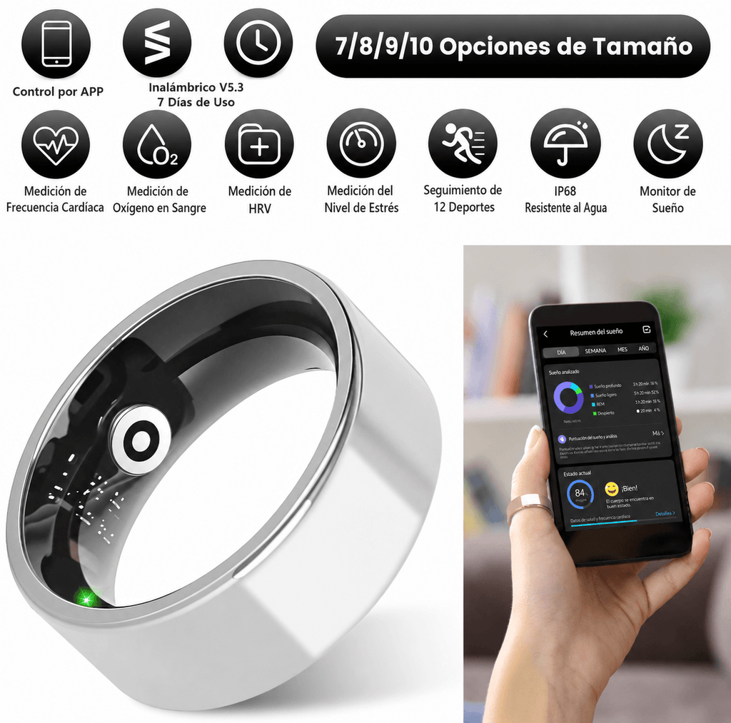 Anillo Inteligente Fitness & Bienestar