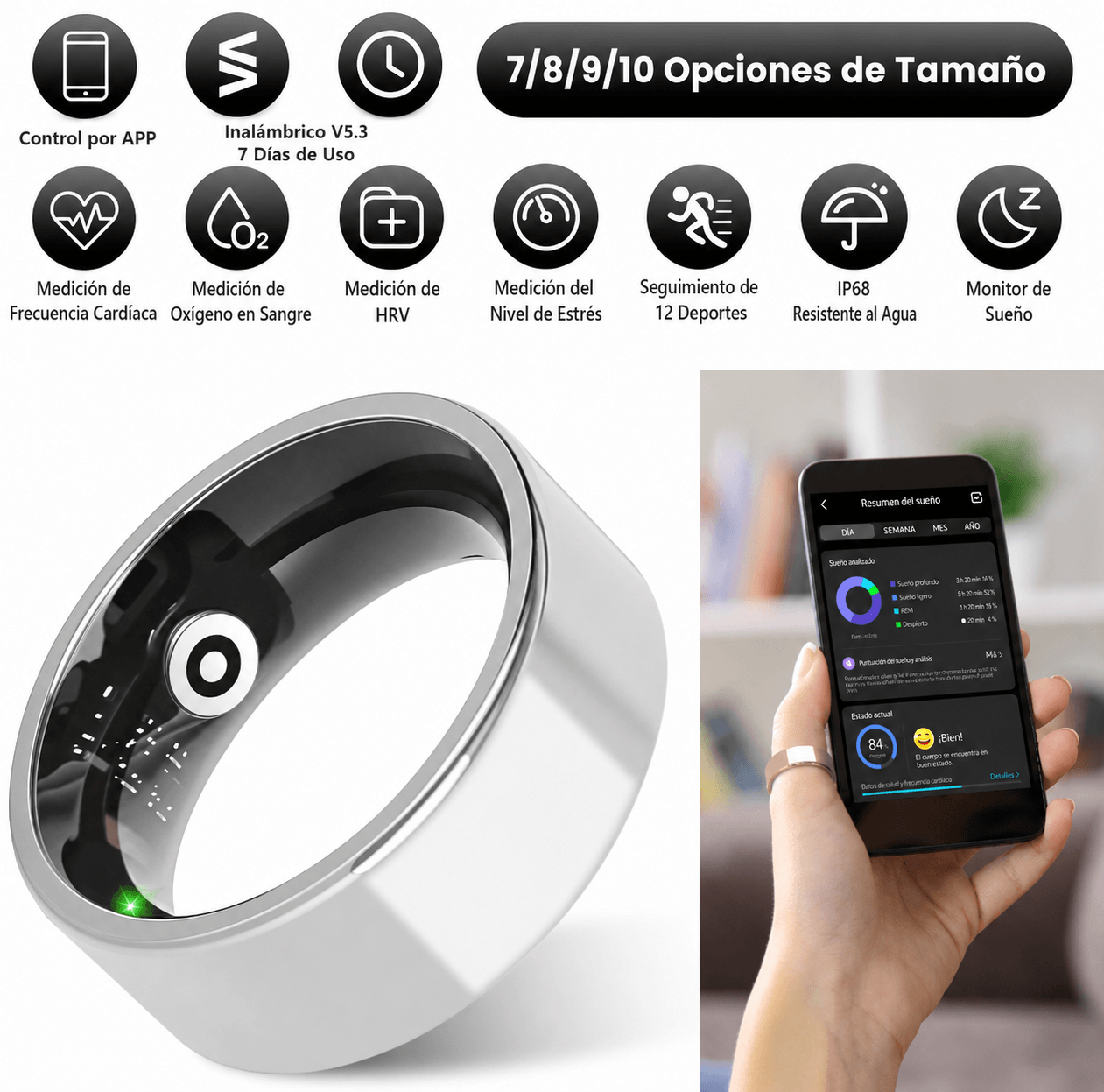 Anillo Inteligente Fitness & Bienestar
