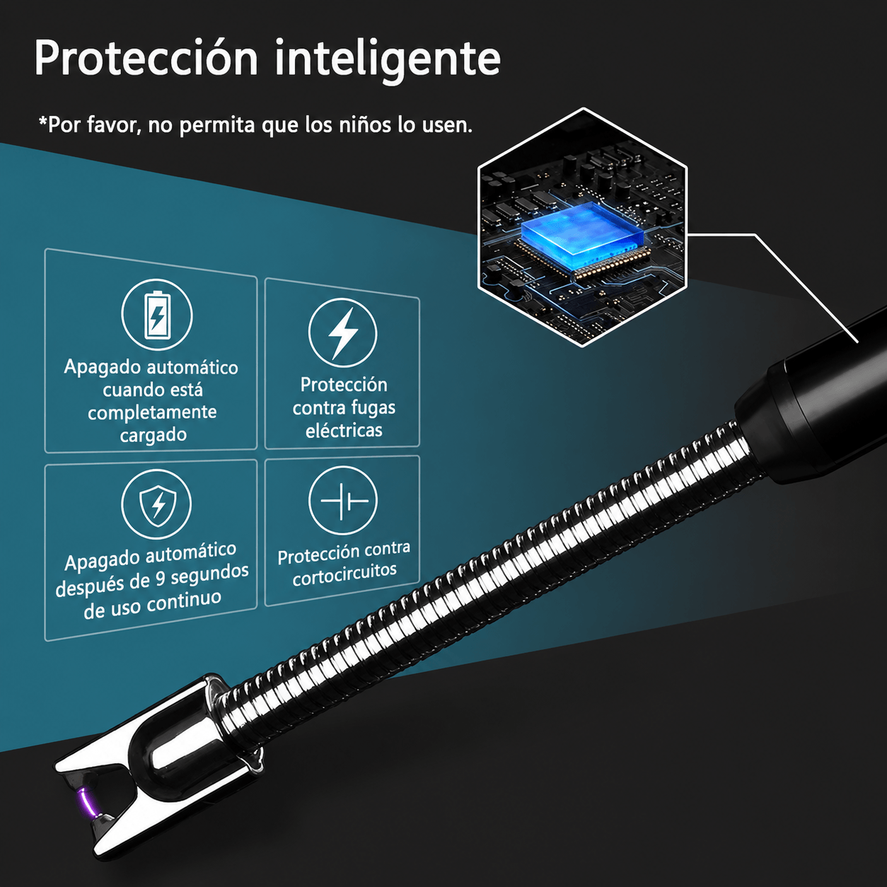 Encendedor Eléctrico Recargable USB 360° Antiviento