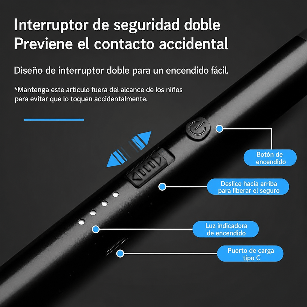 Encendedor Eléctrico Recargable USB 360° Antiviento