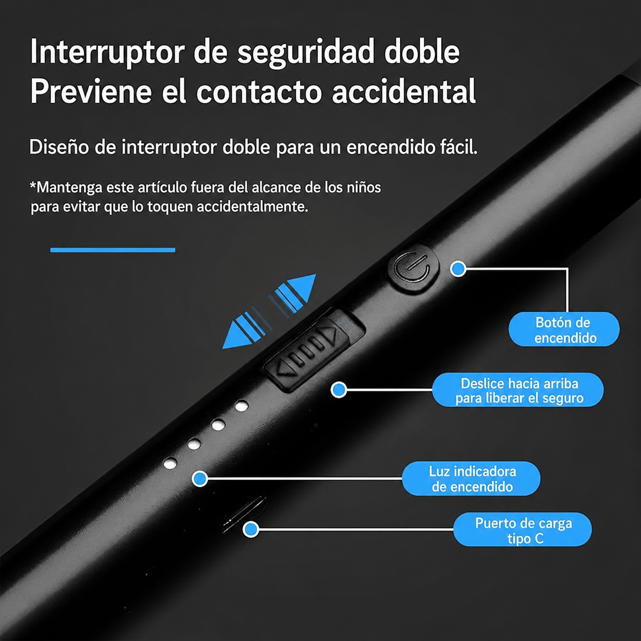 Encendedor Eléctrico Recargable USB 360° Antiviento