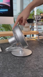Ventilador eléctrico plegable con carga USB y rotación de 360 grados
