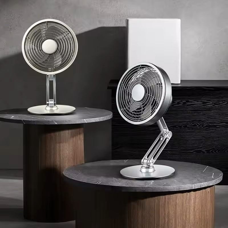 Ventilador eléctrico plegable con carga USB y rotación de 360 grados